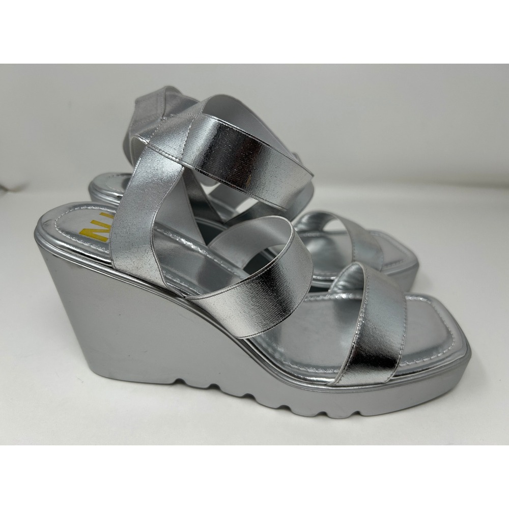 Silver Metallic Wedge Sandals for Women